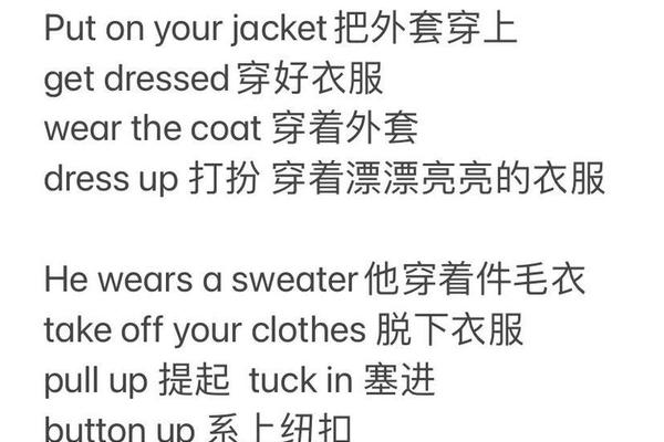 穿衣服的几种英语表达 穿上衣服两种说法英文